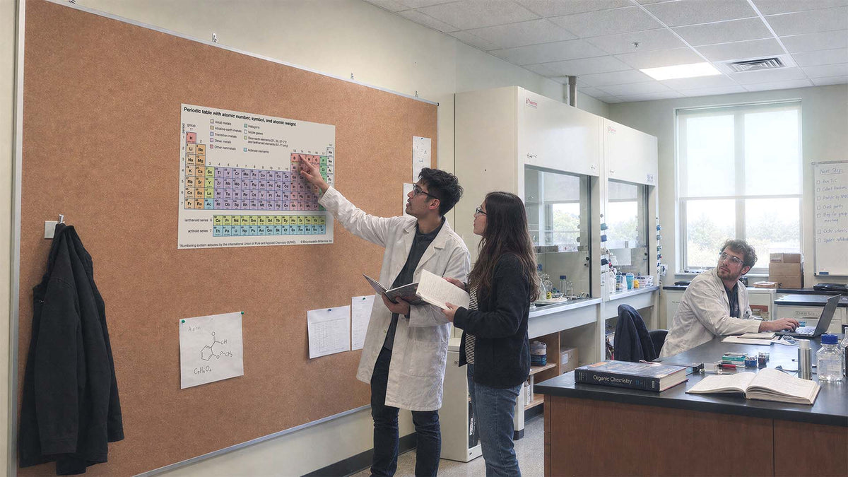 Room visualisation with a basic periodic table on the wall