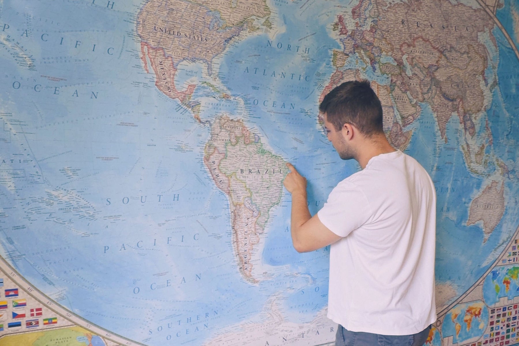 The World map viewed at a different distance