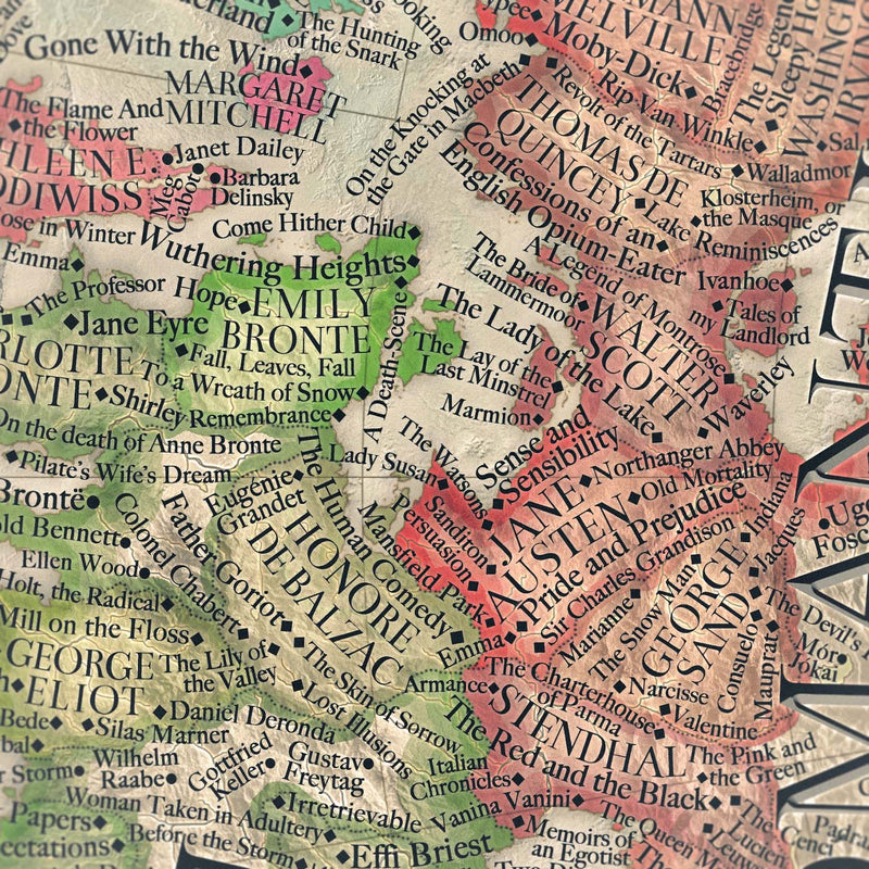 A close-up of the Map of the Literature artwork