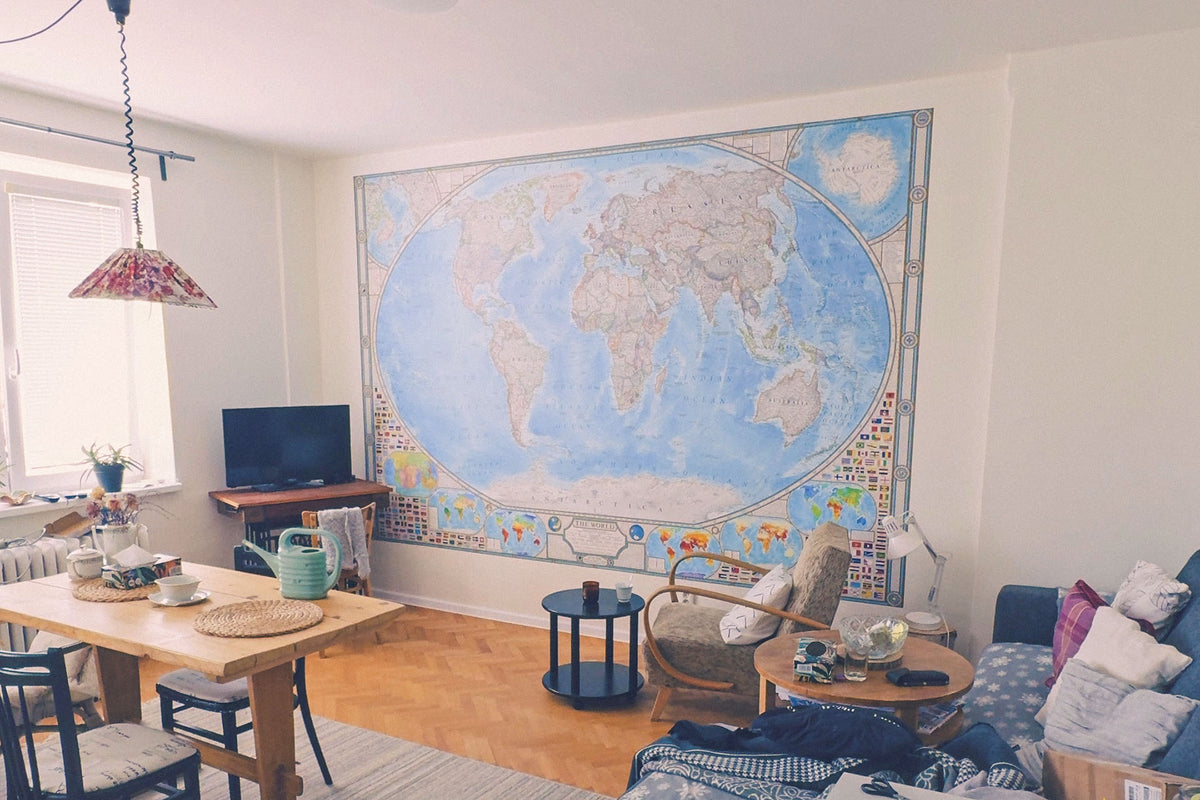 The World map viewed at a different distance